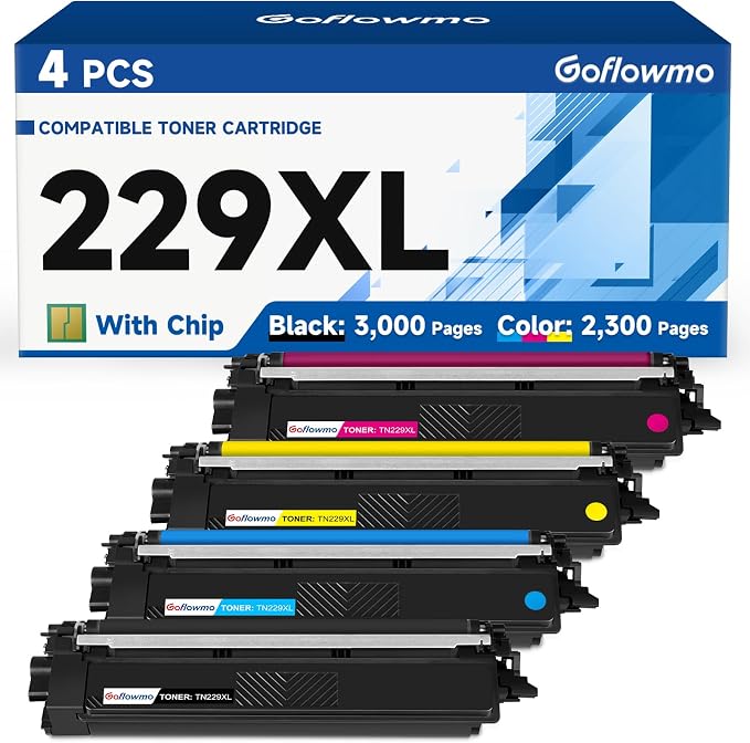 TN229XL Toner Cartridges High Yield Compatible Replacement for Brother TN229XL TN229 XL TN-229XL Works with HL-L3220CDW HL-L3280CDW L3300CDW MFC-L3720CDW MFC-L3780CDW L3765CDW Series Printer, 4 Pack