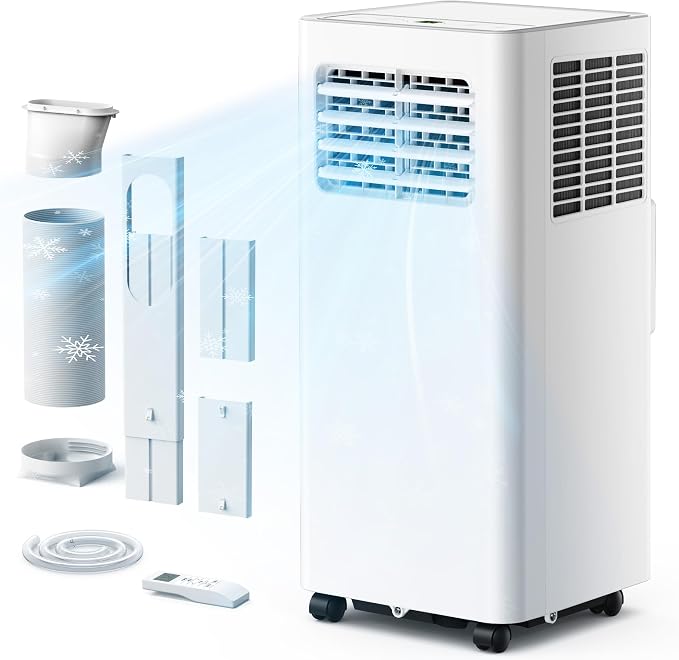 EUHOMY 10,000 BTU Portable Air Conditioners, 4 in 1 Portable AC with Cool, Dry, Fan, Sleep Modes, Room Air Conditioners with 50 dB & 24H Timer, with Remote, for Bedroom, Apartment up to 450 Sq.Ft