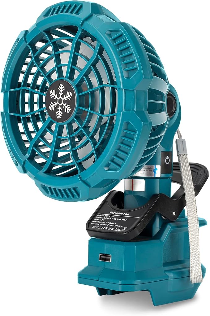 Taingwei Portable Clip on Fan for Makita 18v Battery,Battery Powered Stroller Fan with 3 Energy Efficient Speed Settings for Bedroom,Outdoor,Camping and Job Site(Tool Only)