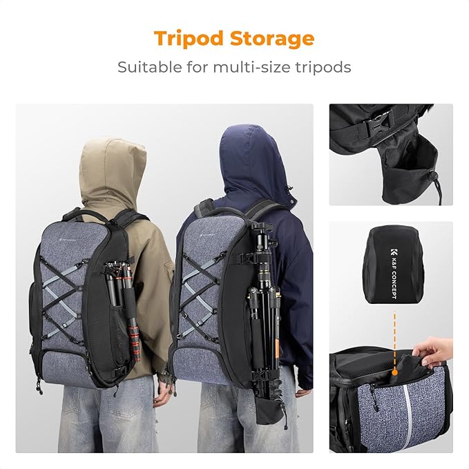 K&F CONCEPT Camera Backpack,Camera Bags for Photographers 30L Large Capacity with Raincover and 16 Inch Laptop Compartment Compatible for Canon/Nikon/Sony/DJI Mavic Drone Travel