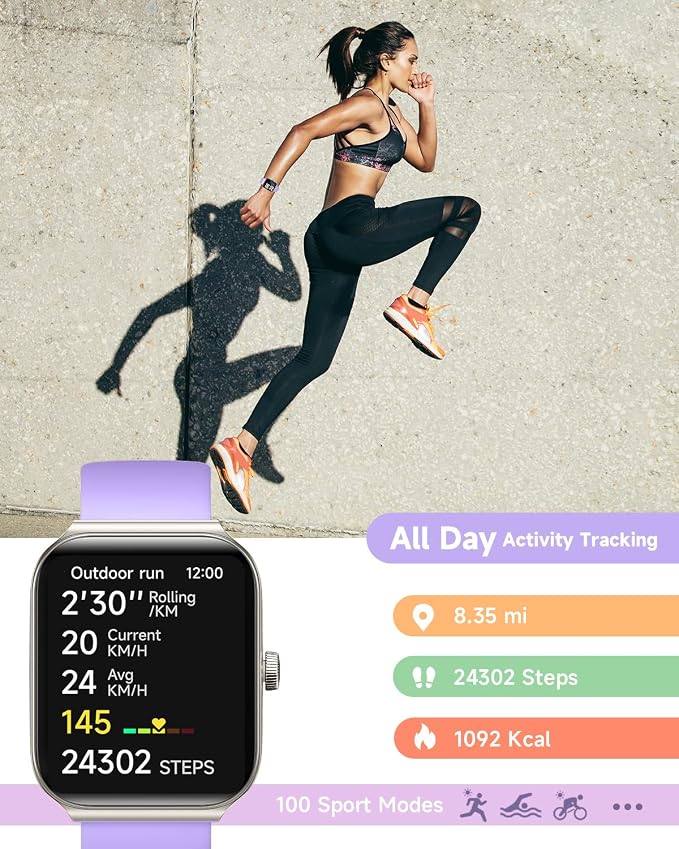 TOOBUR Smart Watch for Women Alexa Built-in, 1.95" Fitness Tracker with Answer/Make Calls, IP68 Waterproof/Heart Rate/Sleep Tracker/100 Sport Modes, Fitness Watch Compatible Android iOS