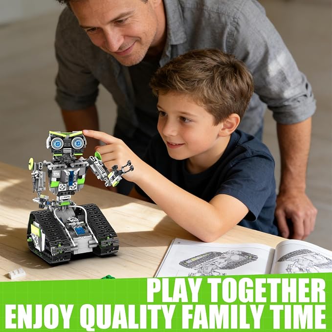HPROMOT STEM Robot Building Sets for Kids Ages 8-16, 5-in-1 Remote Control and APP Robot Toys, 757 Pcs DIY Building Science Educational Kit, Building Block Birthday Present for Teen Boys and Girls
