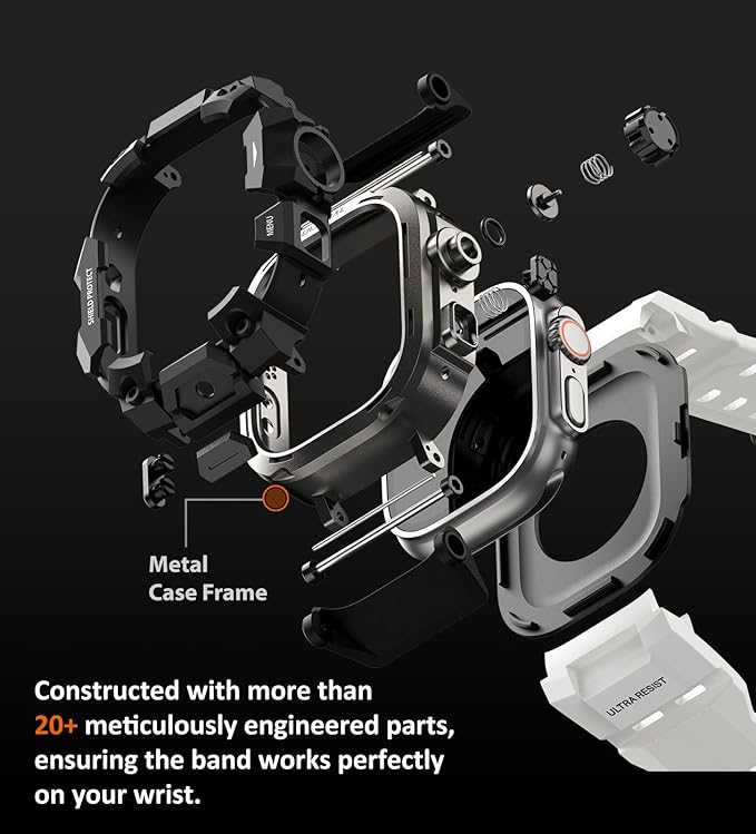 ULTIMAL Rugged Case with Band for Apple Watch 49mm,Compatible with Apple Watch Ultra 3/2/1, Military Grade Shockproof Bumper Cover for iWatch Tactical Band Men (49mm,White)
