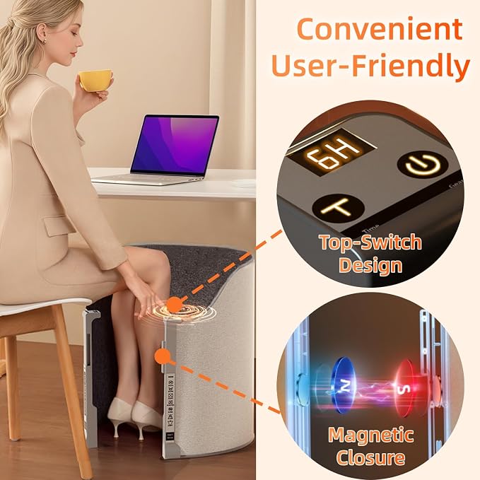 Under Desk Heater, 150W Quiet Foot Warmers for Feet with Detachable Foot Heating Pad, Graphene Radiant Heat Panel with Thermostat & Timer, Portable Energy-Saving for Office Home chochoyah