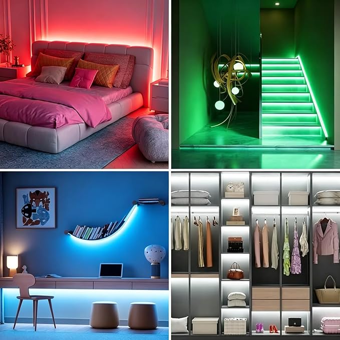 LED Under Cabinet Lighting Kit, Dimmable RGB Strip Lights, Remote Control Linkable Light Work with Alexa and Google Home, 12 inch Silicone Lamps for Closet, Shelf, Desk, Kitchen (Multicolor)