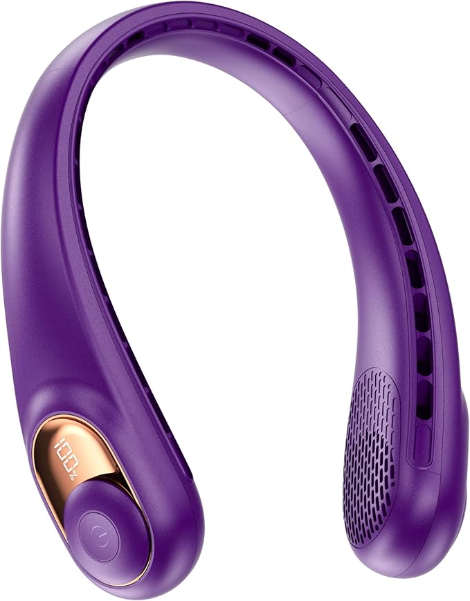 KIDEE Portable Neck Fan, Hands Free Bladeless Fan Rechargeable, 4000mAh Battery Operated USB Wearable Personal Fan, Upgraded Air Volume, 3 Speeds