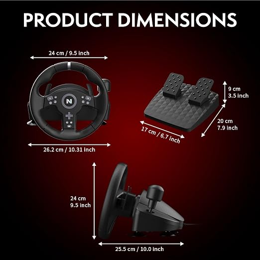 Nitho Drive Pro V200 PC Gaming Racing Wheel with Pedals and Shifter, Steering Wheel Compatible with PC, PS4, Switch 2/Switch, Xbox Series X|S and Xbox One, 270° Car Driving Simulator with Vibration