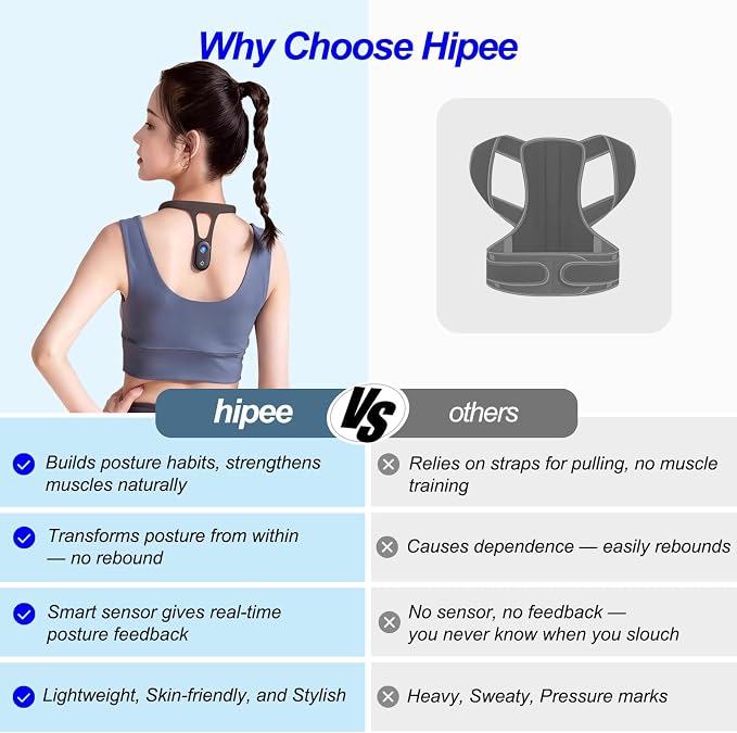 P1 Posture Corrector for Women Men, Strapless Upper Back Brace, Vibration Reminder, Rechargeable, 50H Battery