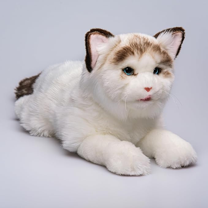 FLUFFYFUN Blinks, Meows & Purrs Realistic Stuffed Cat Interactive Companion Robot Pets 14"