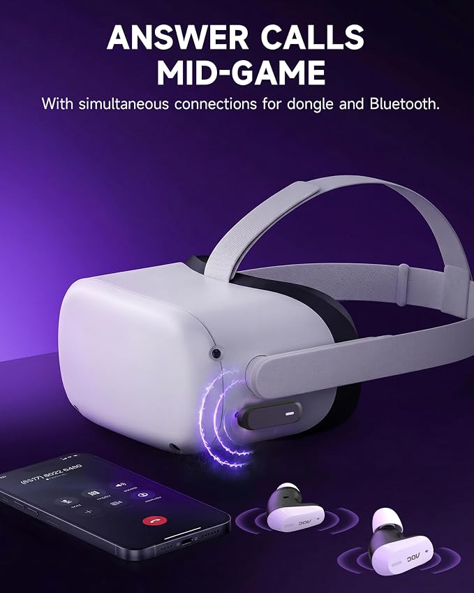 AOC ACT3512 Wireless Gaming Earbuds for PS5 PC Switch, 2.4GHz USB-C Dongle & Bluetooth 5.3 Headphones, 20ms Ultra-Low Latency, Noise Cancelling Mic, 32H Playtime in-Ear Gaming Headset