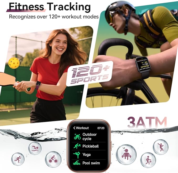 Smart Watches for Women, 1.85" HD Smart Watch for Android/iPhones (Make/Answer Calls), Fitness Tracker Watch with 24/7 Heart Rate Monitor, Sleep/Step Count Tracker, 120+ Sport Modes Pedometer Watch