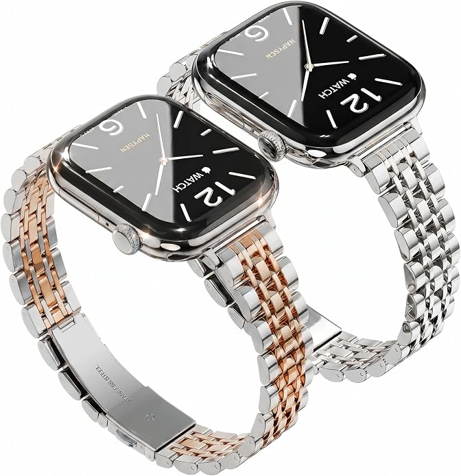 Slim Metal Band Compatible with Apple Watch Bands for Women, Series 11/10/9/8/7/6/5/4/3/2/1/SE, 46/42mm (S11/10), 45/44/42mm, 41/40/38mm Stainless Steel Bracelet