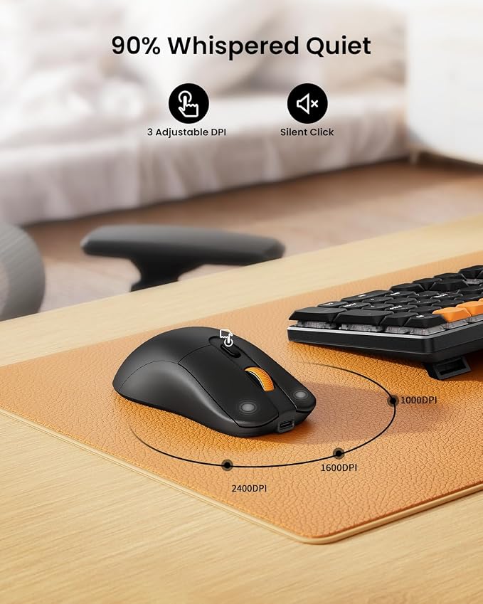 ProtoArc KM310 Mechanical Keyboard and Mouse, Wireless Rechargeable Aluminum Keyboard Mouse, 2.4G+Dual Bluetooth, Linear Red Switches, Multi-Device, No Backlight, for Windows/Mac - Black