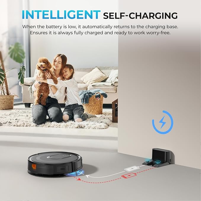 Robot Vacuum and Mop Combo, 4200Pa Suction, 2 in 1 Mopping Cleaner, Black, App & Voice Control, Self-Charging, Obstacle Avoidance, Compatible with Alexa