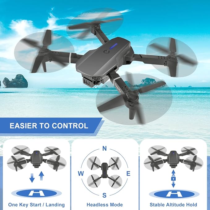 Mini Drone for Kids with 4K Dual Cameras Remote Control Toys Gifts for Boys Girls with Altitude Hold, Headless Mode, One key Return/Emergency Stop, 3D Flips 2 Batteries, Foldable RC Quadcopter
