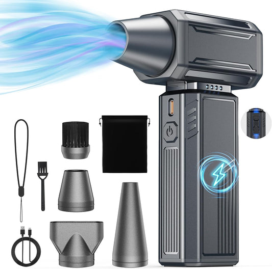 Compressed Air Duster,130000RPM Electric Duster,Stepless Speed Mini Air Blower,Replace Canned Air Duster,Cordless Rechargeable Jet Fan Blower for Keyboard Computer Car Cleaning Dry-Dark Gray