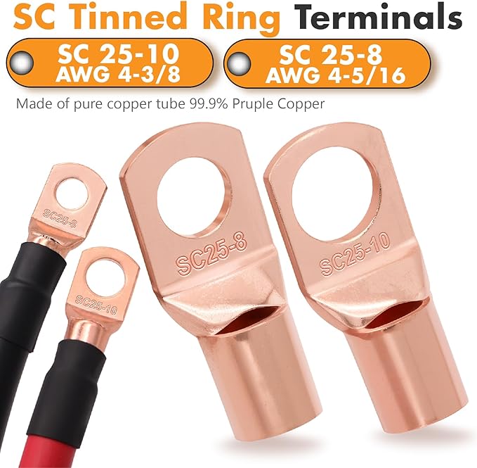 Jeemiter 4 Gauge CCA Wire Copper Clad Aluminum (50FT Red/Black) - 4ga Power/Ground Cable with 100A ANL Fuse Holder,1/2 Inch Cable Split Sleeving,Lugs,Heat Shrink Tubing for Car Audio,Solar,RV & Marine