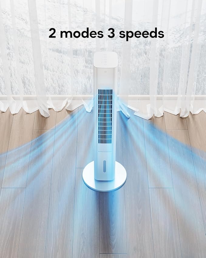 Evaporative Air Cooler, 36-inch Oscillating Tower Fans that Blow Cold Air, Portable Air Conditioner with Remote, AC Unit, Humidifier, Swamp Cooler for Indoor, Chalky