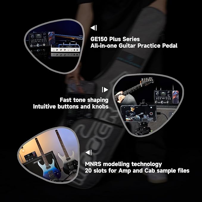 MOOER GE150 Plus Li Portable Multi Effects Pedal Battery-Powered Looper Three Footswitches Drum Machine with Expression, IR Loader, Preamp Pedal for Guitar and Bass