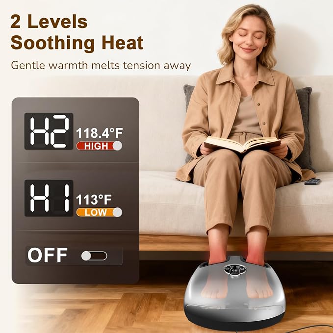 Foot Massager with Heat & Compression for Neuropathy and Tired Feet | Removable liners for easy cleaning, Thoughtful Gift for Family, Friends & Loved Ones