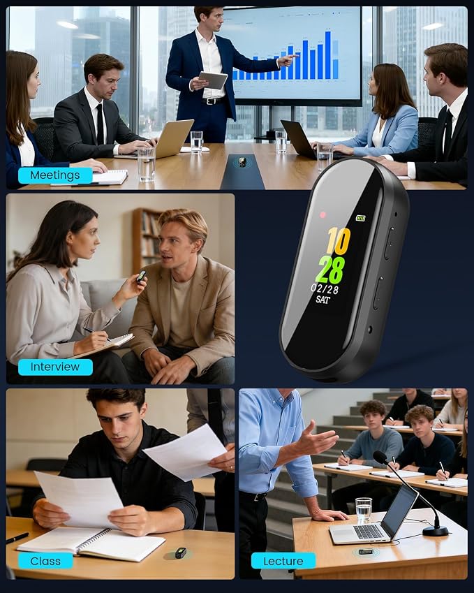 4-in-1 Digital Voice Recorder, 32GB New Upgraded Noise Reduction Hi-Fi Pure Sound Quality, 3072Kbps Audio Activated Voice Recorder for Your Lectures, Meetings, and Classes