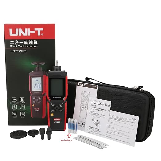 UNI-T UT372D Digital Tachometer,Contact & Non-Contact RPM Meter 1-99,999 RPMAccuracy,with Backlight, Data Hold, and Max/Min/Bluetooth Transmission Data Storage
