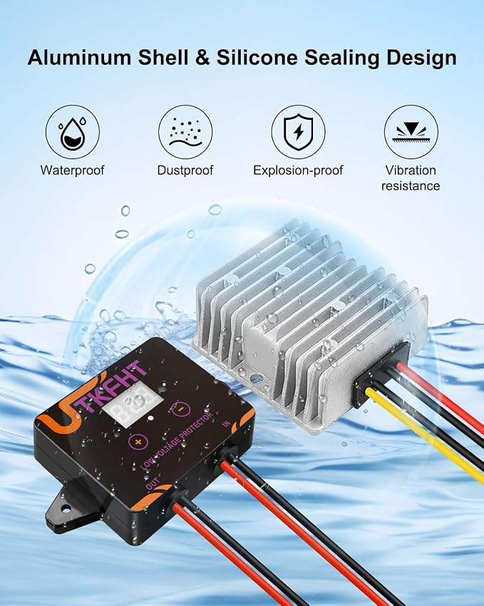 20V to 12V Step Down Voltage Converter Compatible with Dewalt 20V Battery, DC Voltage Regulator 15A MAX 120W Power Wheel Battery Adapter, Step Down Converter with Upgrade Low Voltage Protection