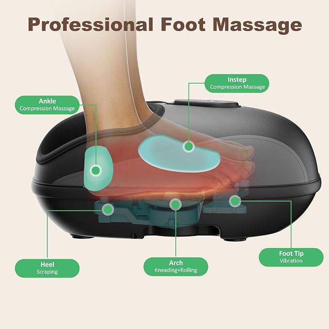 Heycool Shiatsu Foot Massager with Heat, Deep Kneading, Compression & Vibration Foot Massager Machine with Remote Control, Fits Size 13 for Home Relaxation, Office Workers & Seniors