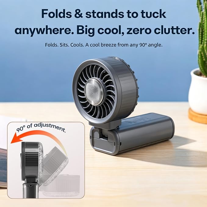 Portable Handheld Fan with Ice Cooler, 90° Flip Head, 3-in-1 Handheld Neck Desk Rechargeable Personal Fan,Up To 12H, 1-100 Speed 3600mAh 15000Rpm, for Travel Camping Home, Transparent, Black