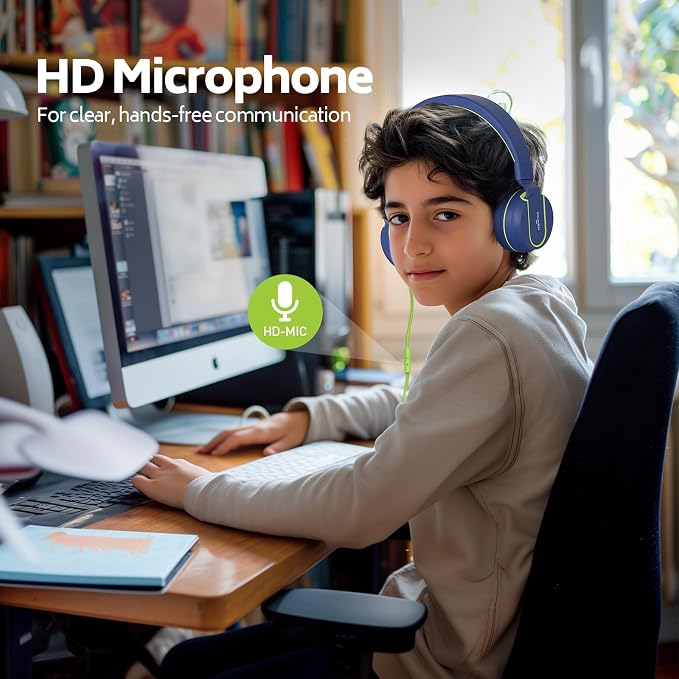 AILIHEN Kids Headphones Bulk 10-Pack for K-12 School Classroom, On-Ear Wired Headset with Microphone for Students Children with 93dB Volume Limited, 3.5mm Jack for Chromebooks Tablets Laptop Computer