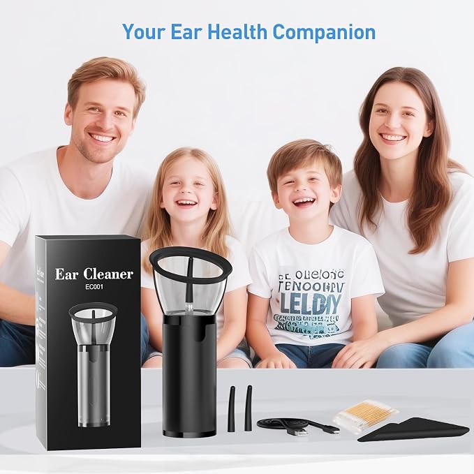 Ear Wax Removal-Electric Ear Cleaner, Retractable Ear Cleaning Kit, Safe Ear Wax Removal Tool, Effective Ear Irrigation Flushing System, Waterproof Ear Washer for Humans with 4 Pressure Modes