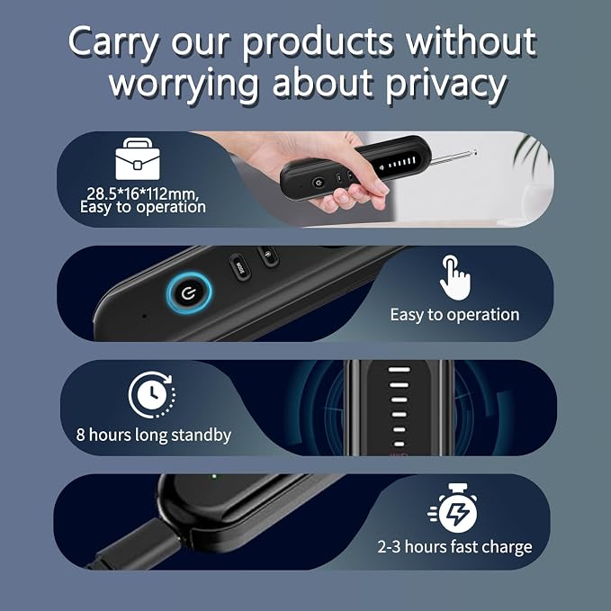 OneBird Hidden-Camera-detectors-GPS Tracker Detector -Bug Sweeper Listening Device Detector for Travel-spy-Camera-Detector-mini-Anti, Bug Detector-Camera detectors to Hotel, Car, Office-Black