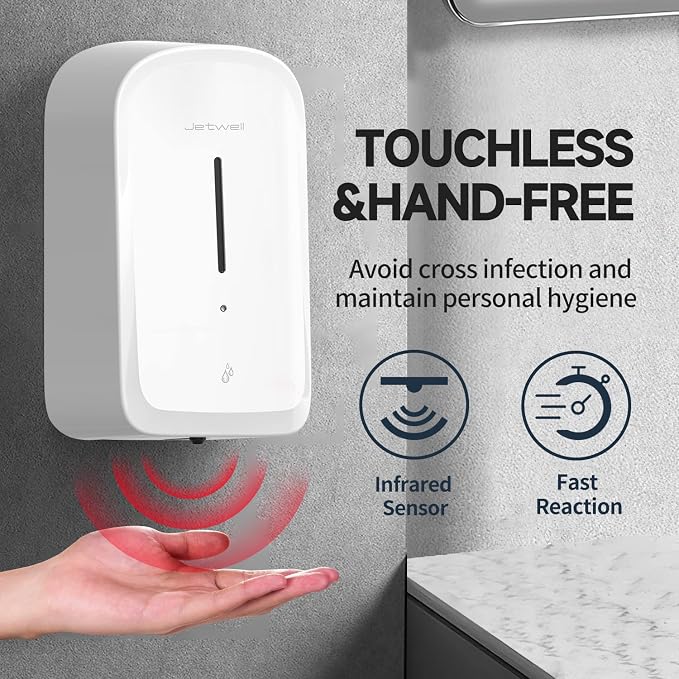 JETWELL Automatic Touch-Less Wall Mount Soap Dispenser and Multifold Paper Towel Dispenser White