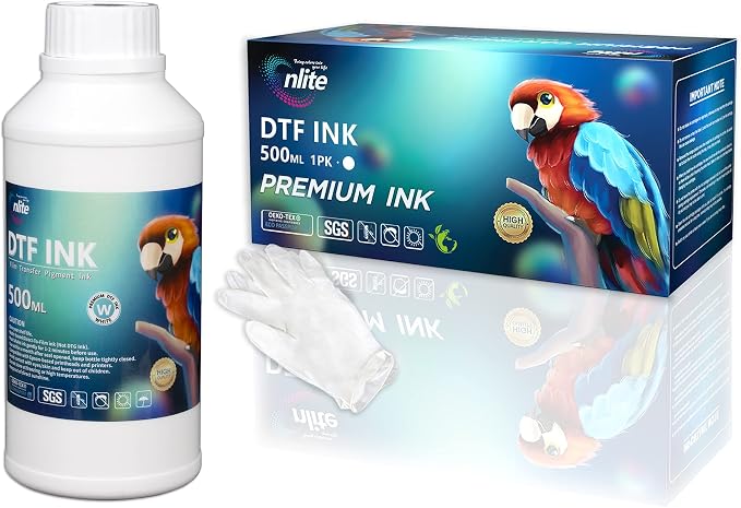 Enlite Premium DTF White Ink for DTF Heat Transfer Film Printing, Used for Printhead L1800 L805 R1390 4720 I3200 XP600 DX7 DX5 5113, Great Fluency, Whiteness and Covering Rate, 16.9oz