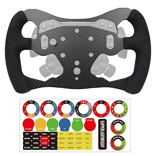 12 inch F1 Formula Real Carbon Fiber For Logitech G PRO Racing Wheel; Replace lightweight Original Suede Compatible with Logitech G RS TRUEFORCE Force Feedback RS50 System Hub (12 inch-With Suede)