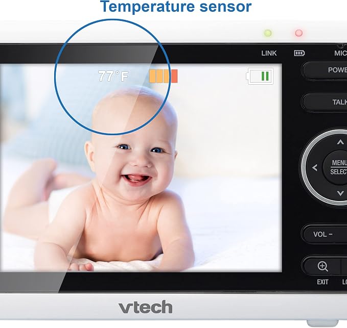 VTech Baby Monitor, No WiFi– 5" Color Screen, 12-Hour Battery, Night Vision, Temperature Sensor, 2-Way Talk, Lullabies, 1000ft Range | VM350