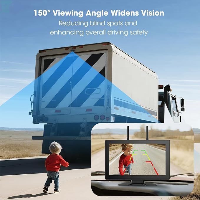 4 Magnetic Solar Wireless Backup Camera HD 1080P 10.1" 1 Min Magnetic Easy Install No Wiring 4 Split Recording Monitor 15,000mah Solar Battery for Truck,Rv,Tractor,Camper,Trailer