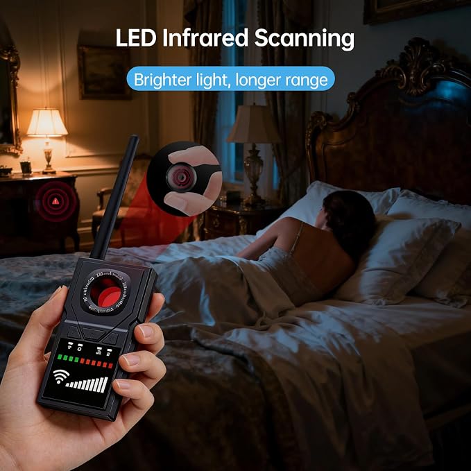 Multifunctional Hidden Camera Detector, GPS Tracker Detector & Camera Detector Spy Camera Finder，Bug Detector Listening Device Detector for Travel, Hotel, Car Privacy Protection