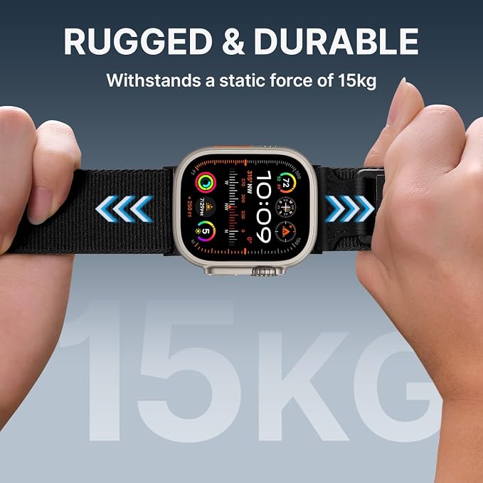 Bandletic Compatible with Apple Watch Ultra Band for Men, Breathable Nylon Sport Loop Strap with Magnetic Fidlock Hook Buckle for iWatch Ultra 3/2/1 49mm, Series 11/10 46mm, 9/8/7 45mm, SE/6/5/4 44mm