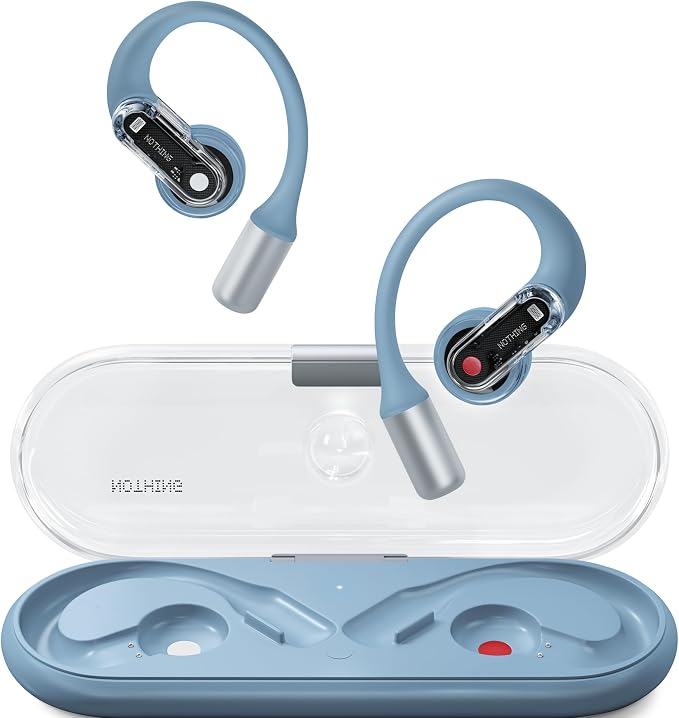 Nothing Ear (Open) Open Ear Headphones, Ultra-Light with Adjustable Earhooks, Multipoint Connection Bluetooth Earbuds, Clear Voice Technology for AI Calls, IP54, Fast Charging, ChatGPT Supported