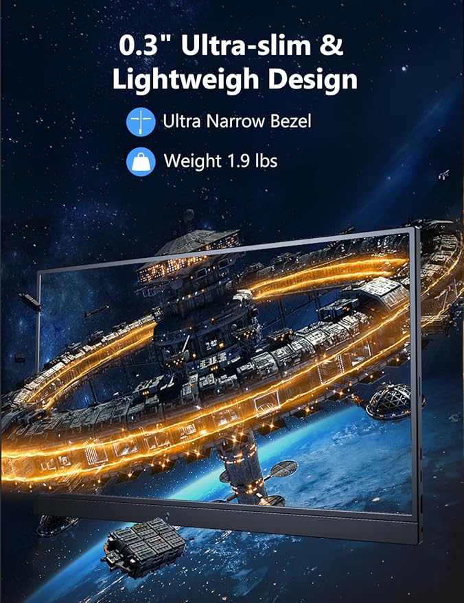 Portable Gaming Monitor, 17.3" 2.5k 144HZ IPS Portable Laptop Monitor, Second Screen Dual USB C HDMI Computer Gaming Display with Speakers & Smart Cover, Travel Monitor for PC Phone PS4/5 Xbox Switch