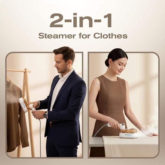 Steamer for Clothes & Iron 2 in 1, Portable Clothes Steamer Handheld & Travel Steam Iron for Clothes, 1200W 20s Fast Heat-Up, Foldable Design, 180ml Tank, 23 Min Steam, 120V Wrinkle Remover