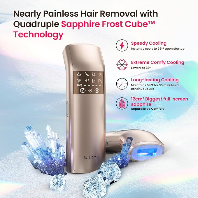 IPL Laser Hair Removal for Women and Men, 37°F Ice Cooling & Auto Flashing, Safe Skin Sensor for Nearly Painless, Hair Removal Device At-Home Use for Coarse Hair, Face, Body, Bikini, Holiday Gifts
