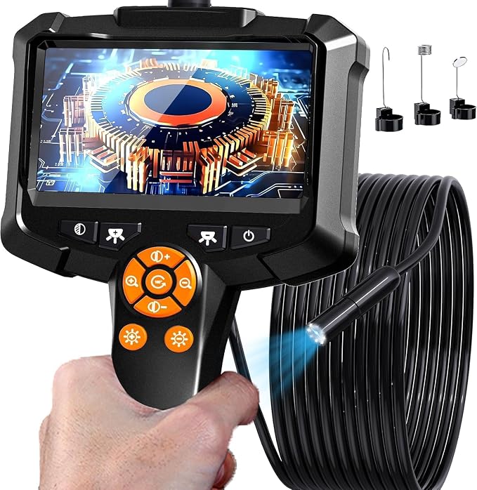 Daxiongmao 1080P HD Borescope Camera, IP67 Waterproof Endoscope with 8 Adjustable LED Lights, 16.5ft Semi-Rigid Snake Camera for Automotive Engine, Wall, Vent, Pipe Inspection, Men's Tool
