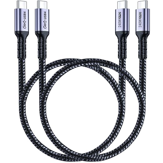 1.5FT USB 4 Cable 2 Packs 40Gbps USB 4 Cable with 240W Fast Charging and 8K Video Display Compatible with Thunderbolt 4, Thunderbolt 3, MacBook, iPhone 16/16 Plus/16 Pro Max