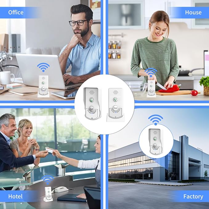 Doorbell Intercoms System for Home, 2 Way Room to Room Door Intercom Wireless with Long-Lasting Rechargeable System, Communication Devices for House Office Classroom with FCC/CE Certified