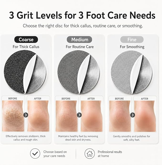 SUFU SUFU 2 in 1 Electric Foot Callus Remover, USB Rechargeable Electric Foot File Grinder with Digital Display, Cordless Aluminum Pedicure Tools for Feet,Nail Care,Dead Skin, Silver