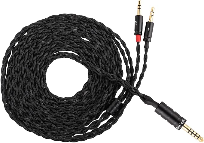 Linsoul Tripowin Nova Monitor Headphone Cable, Over-Ear Headphone Wire, 4-Strand Silver Foil/OCC Hybrid Upgrade Cable, 2M, Dual 3.5mm to 4.4mm/3.5mm/XLR Plug, for Musicians Audiophiles (4.4mm, Black)