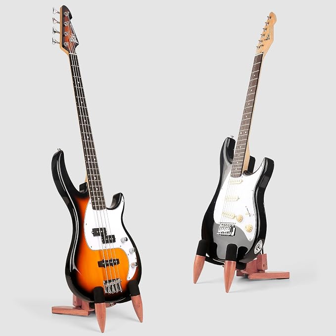 DIDA Guitar Stand for Electric Guitar, Wooden Guitar Stand, Portable Traveling Stand For Electric Guitar and Bass, Single Guitar Stand, Non Slip, Soft Foam Padded Arms (Rosewood)