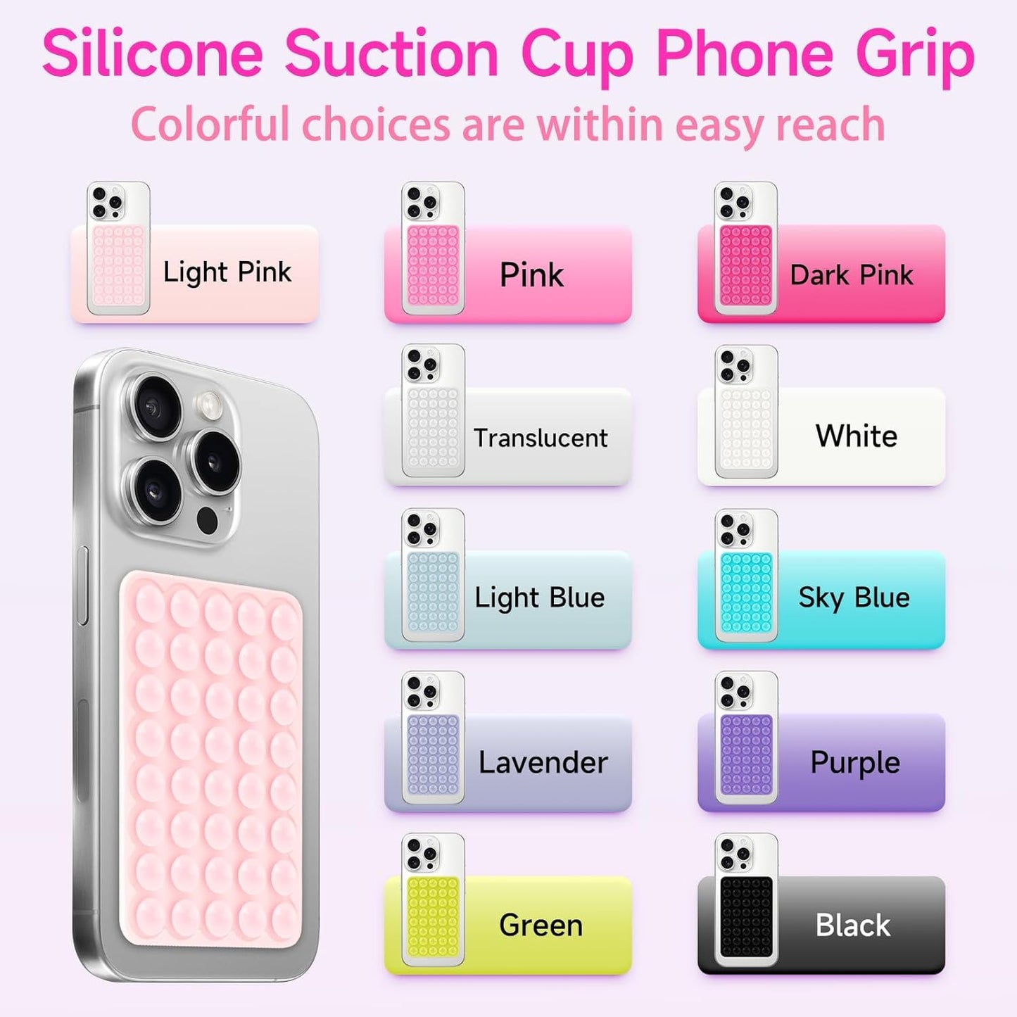 Silicone Suction Phone Case Mount, Non Slip Suction Cup Phone Mount, Phone Accessories Holder for Selfies and Videos, Silicon Adhesive Phone Stand Sticky for Cell Phone Purple